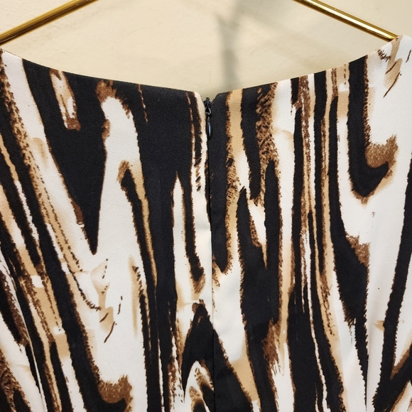 Dressbarn Elegant Black and Brown Printed Plus Size  Sleeveless Dress 18 - Picture 11 of 12